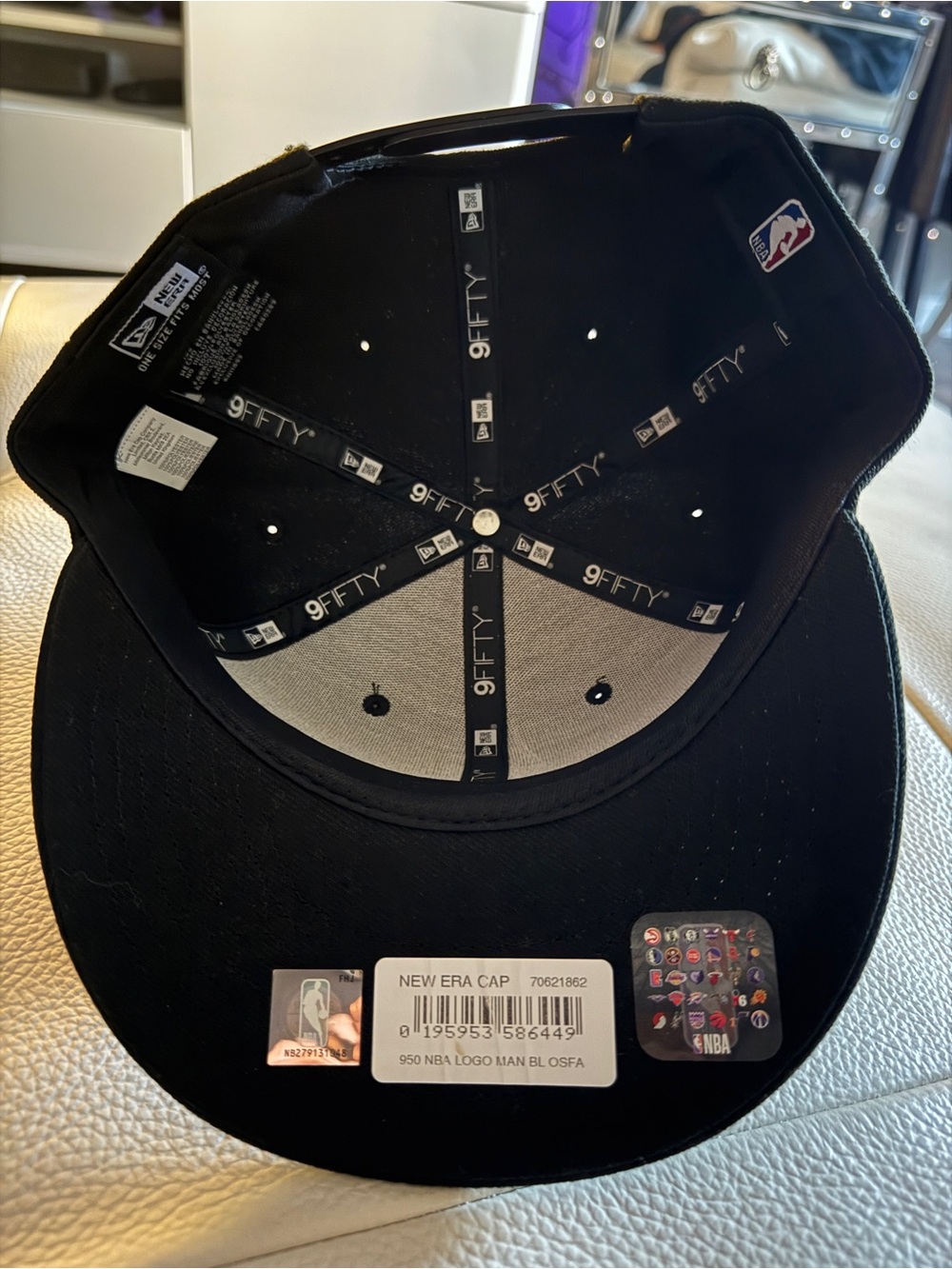 New Era Black NBA Logo Snapback Cap with Red & Blue Patch - Picture 3 of 5